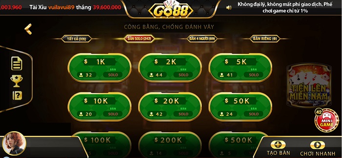 Cách chơi Tiến lên Go88 trên máy tính đơn giản cho người mới